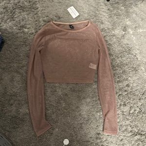 MAUVE MESH SPARKLE LONG SLEEVE